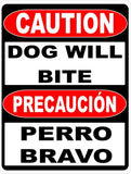 Bilingual Dog Warning Sign