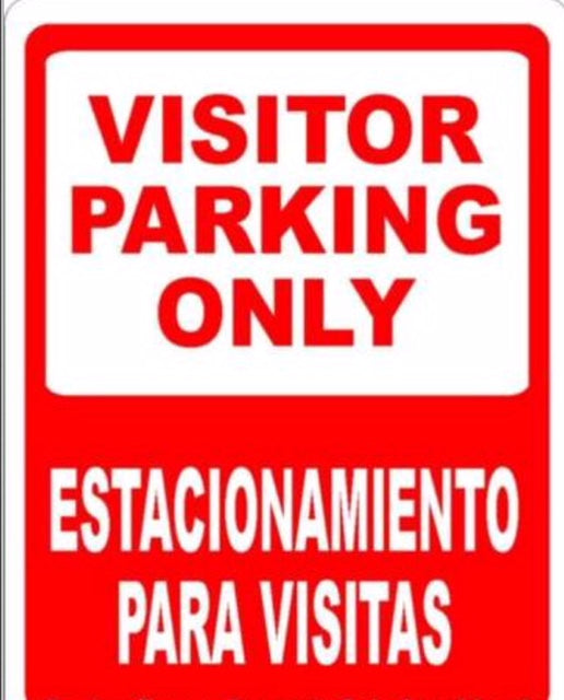 Bilingual Sign, Visitor Parking Only