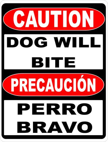 Bilingual Dog Warning Sign