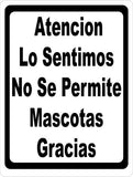 Spanish No Pets Allowed Sign