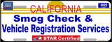 VEHICLE REGISTRATION SERVICES & SMOG CHECK  STAR CERTIFIED BANNER