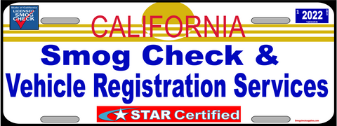 SMOG CHECK & VEHICLE REGISTRATION SERVICES STAR CERTIFIED BANNER