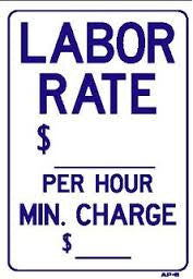 LABOR RATE SIGN, AP 6 | Smogchecksupplies.com
