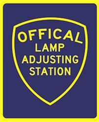 OFFICIAL LAMP ADJUSTING STATION SIGN, DOUBLE
