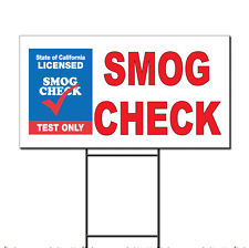 Smog Check Test Only Corrugated Plastic Yard Sign /Free Stakes