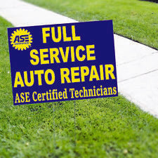 Ase Signs FULL SERVICE AUTO REPAIR ASE CERTIFIED TECHS Yard Sign ...