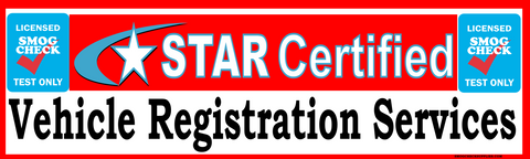 TEST ONLY STAR CERTIFIED  VEHICLE REGISTRATION SERVICE BANNER