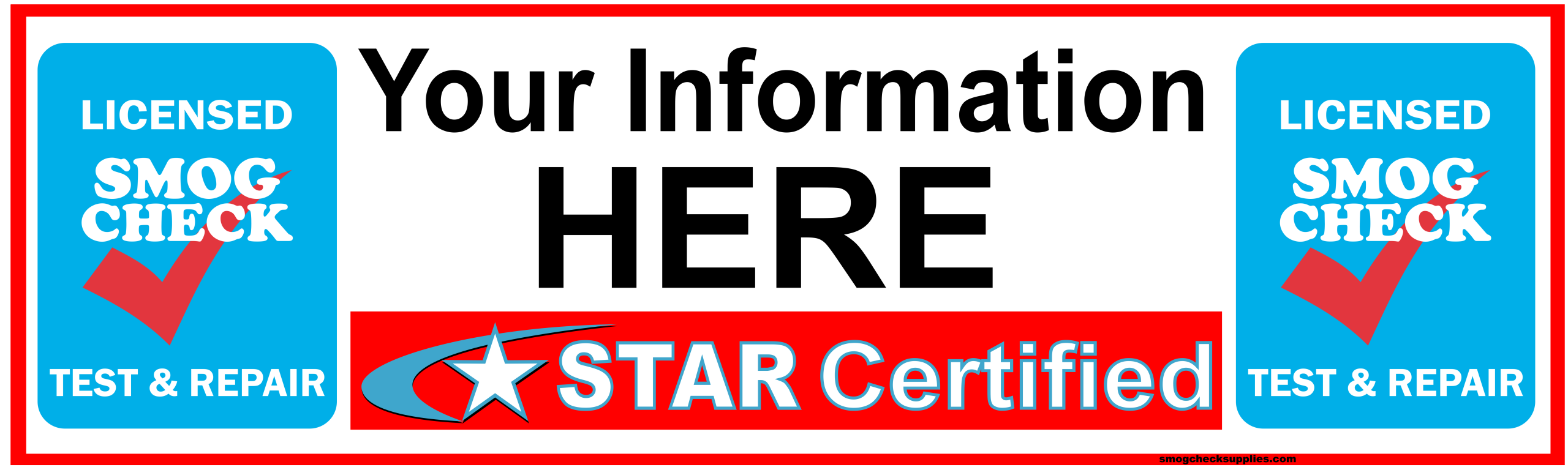 STAR CERTIFIED TEST & REPAIR SMOG CHECK BANNER