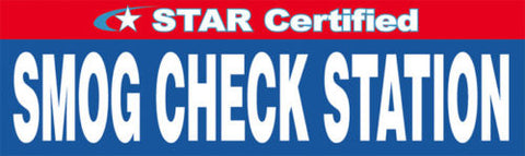 Star Certified Smog Check Station Banner, Several Different Sizes To Choose From