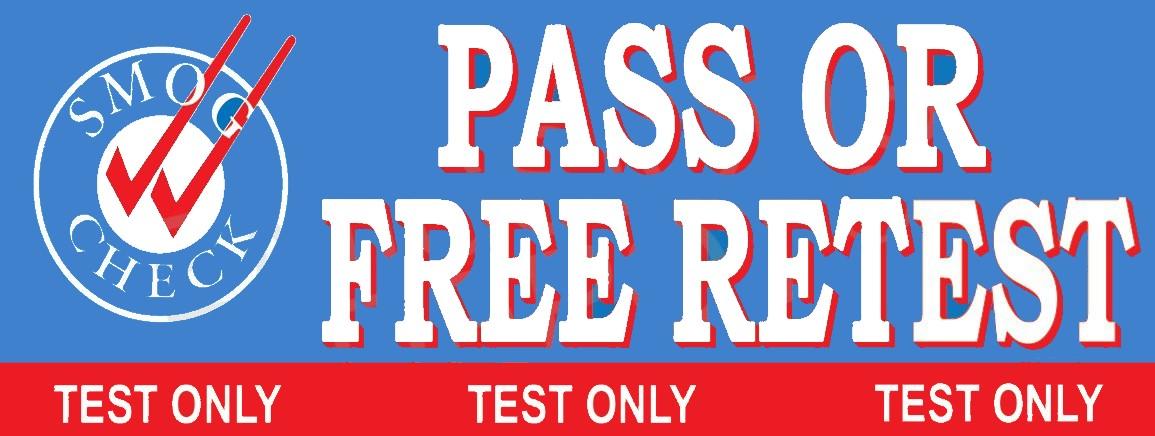 Pass Or Free Retest | Test Only | Smog Check Banner | Vinyl Banner